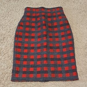 Silvia Tcherassi Grey And Red Plaid Pencil Skirt‎